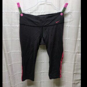 Nike Womens Running Capri Activewear Black Pink Workout Dri Fit 8
